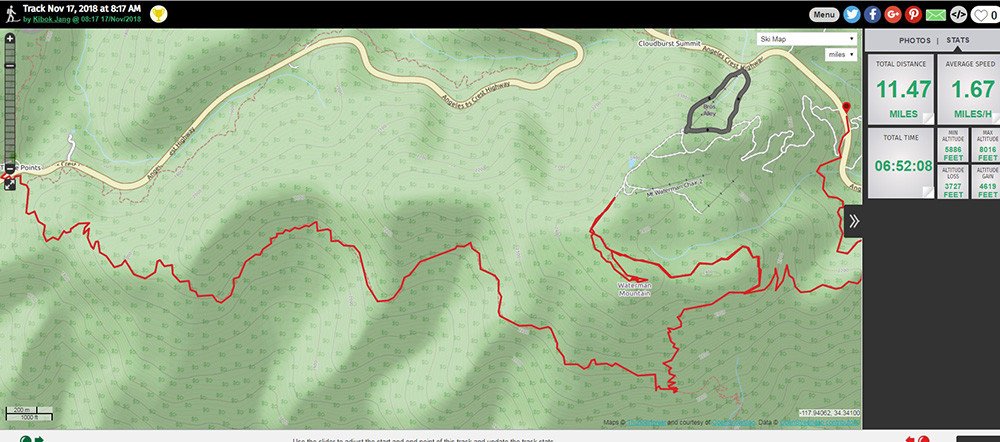 2018 1117 Mt Waterman(7,950ft) via Three Points & Buckhorn Camp